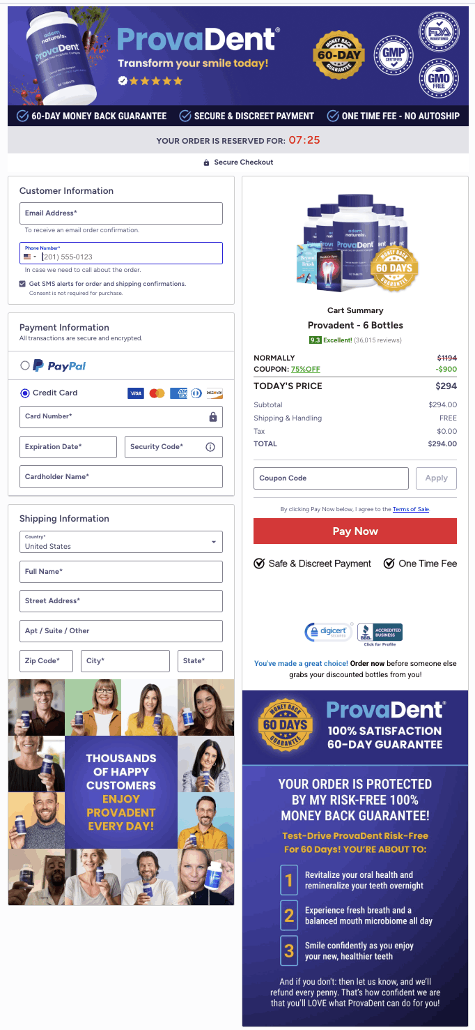 ProvaDent-checkout-page